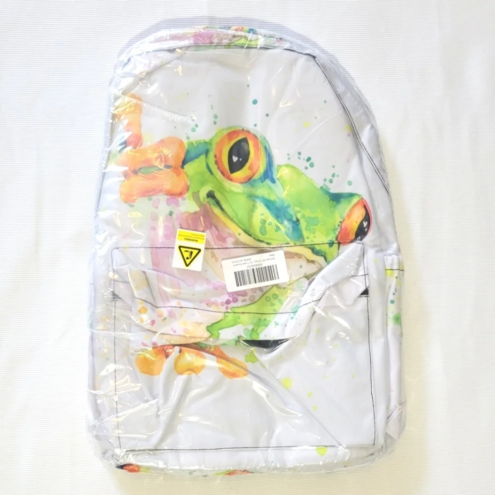 FeHuew 16 inch backpack Cartoon Animals Cute Frog -NIP